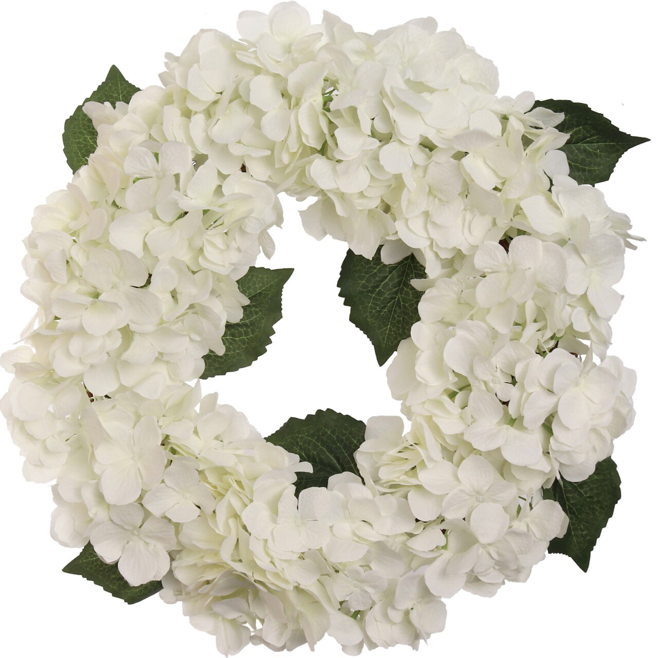 18" Soft White Hydrangea Wreath with Grapevine Ring by Floral Home®